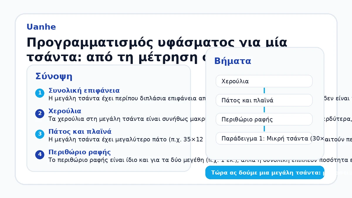 Προγραμματισμός υφάσματος για μία τσάντα: από τη μέτρηση στο κόψιμο