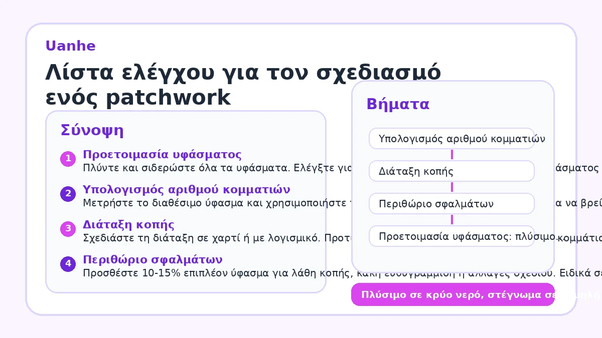 Λίστα ελέγχου για τον σχεδιασμό ενός patchwork